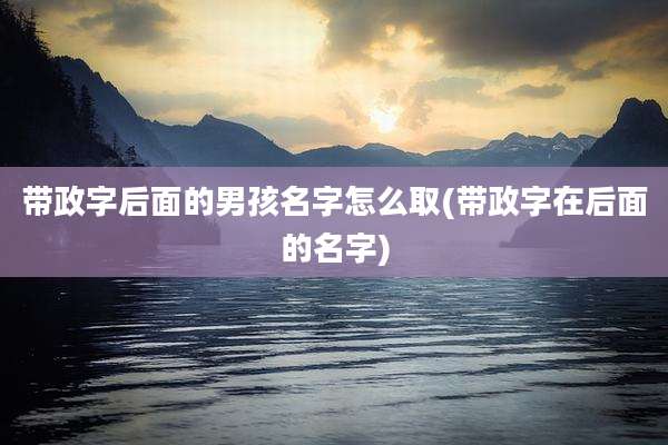 带政字后面的男孩名字怎么取(带政字在后面的名字)