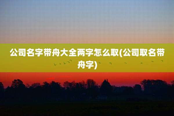 公司名字带舟大全两字怎么取(公司取名带舟字)