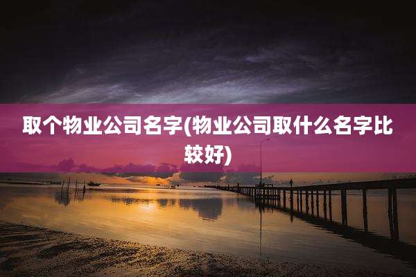 取个物业公司名字(物业公司取什么名字比较好)