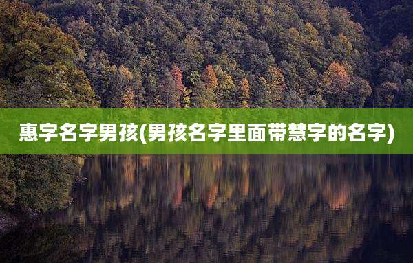 惠字名字男孩(男孩名字里面带慧字的名字)