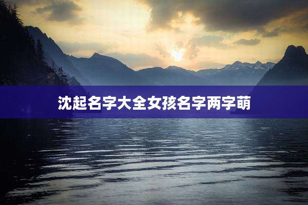 沈起名字大全女孩名字两字萌