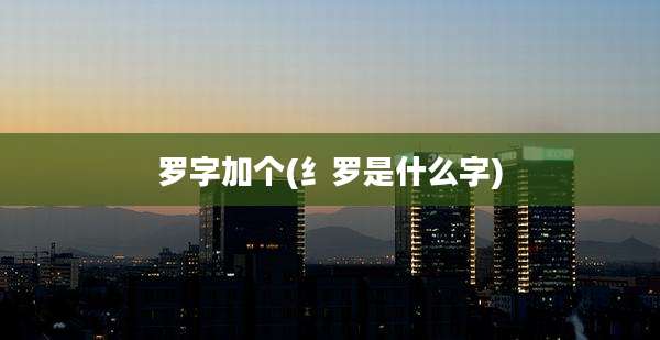 罗字加个(纟罗是什么字)