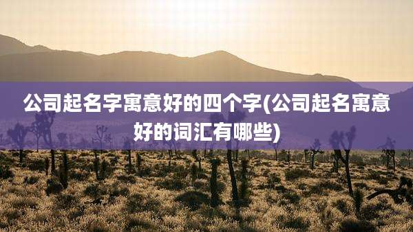 公司起名字寓意好的四个字(公司起名寓意好的词汇有哪些)