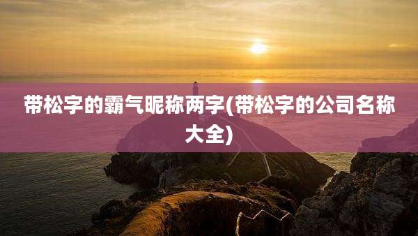带松字的霸气昵称两字(带松字的公司名称大全)