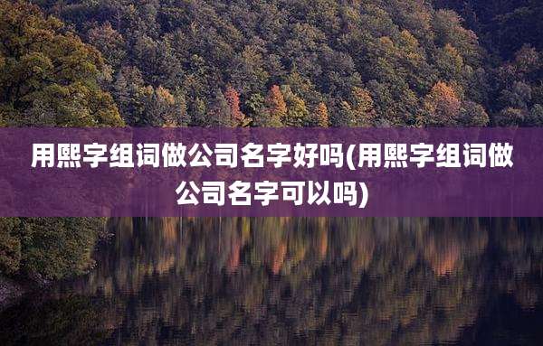 用熙字组词做公司名字好吗(用熙字组词做公司名字可以吗)
