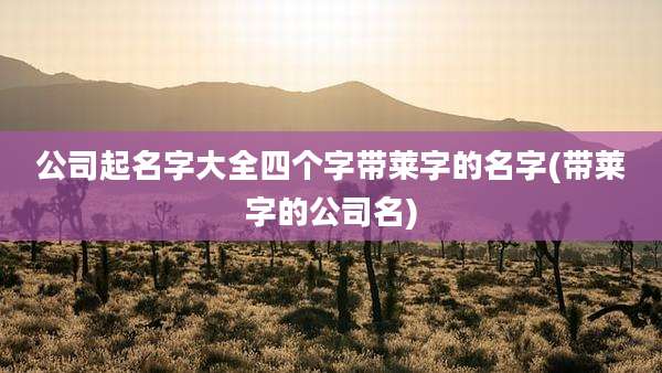 公司起名字大全四个字带莱字的名字(带莱字的公司名)