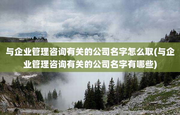 与企业管理咨询有关的公司名字怎么取(与企业管理咨询有关的公司名字有哪些)