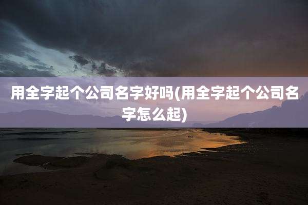 用全字起个公司名字好吗(用全字起个公司名字怎么起)