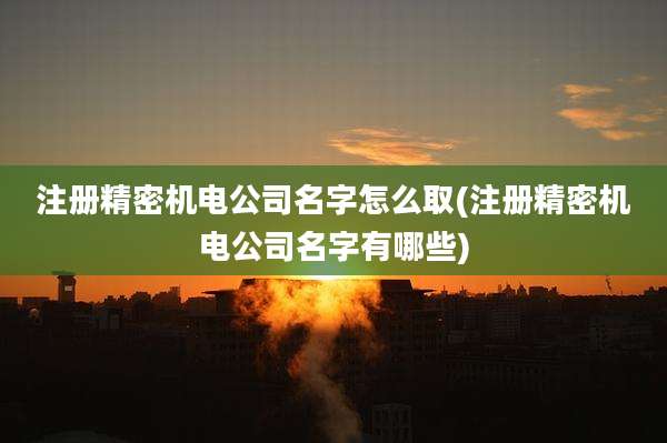 注册精密机电公司名字怎么取(注册精密机电公司名字有哪些)