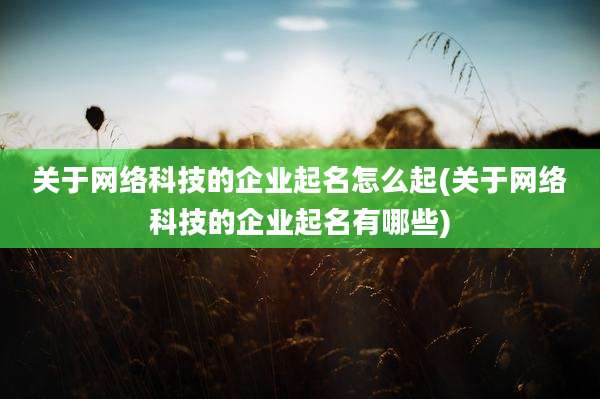 关于网络科技的企业起名怎么起(关于网络科技的企业起名有哪些)