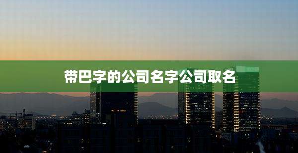 带巴字的公司名字公司取名