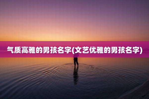 气质高雅的男孩名字(文艺优雅的男孩名字)