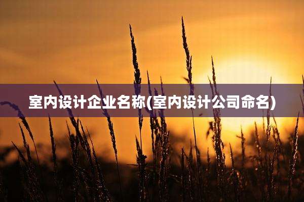 室内设计企业名称(室内设计公司命名)
