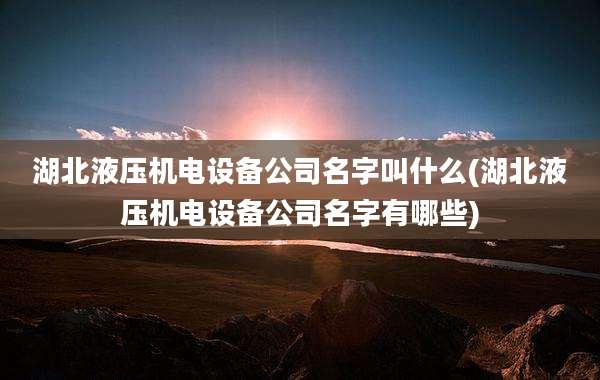 湖北液压机电设备公司名字叫什么(湖北液压机电设备公司名字有哪些)