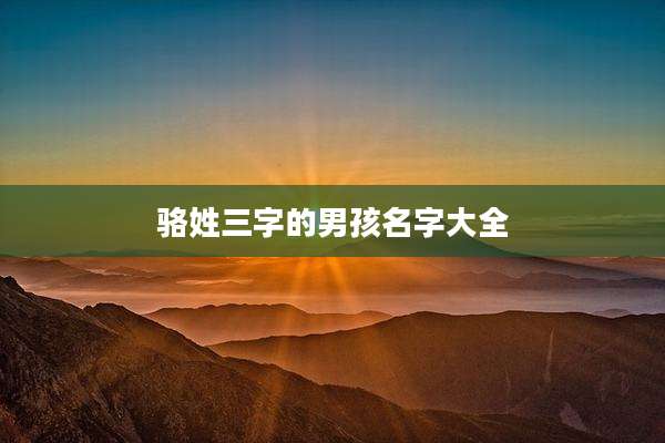 骆姓三字的男孩名字大全