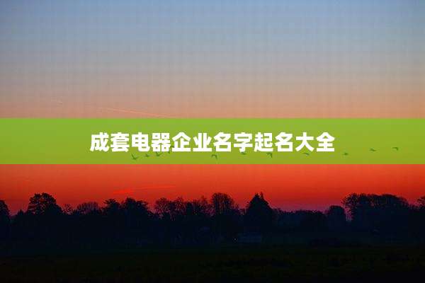 成套电器企业名字起名大全