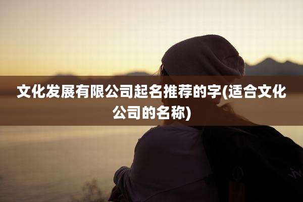 文化发展有限公司起名推荐的字(适合文化公司的名称)
