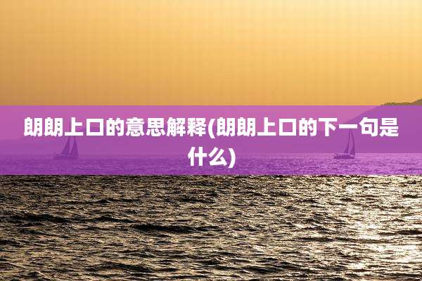 朗朗上口的意思解释(朗朗上口的下一句是什么)