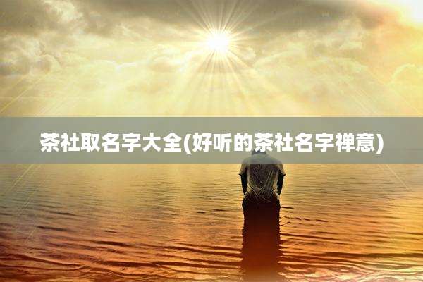 茶社取名字大全(好听的茶社名字禅意)