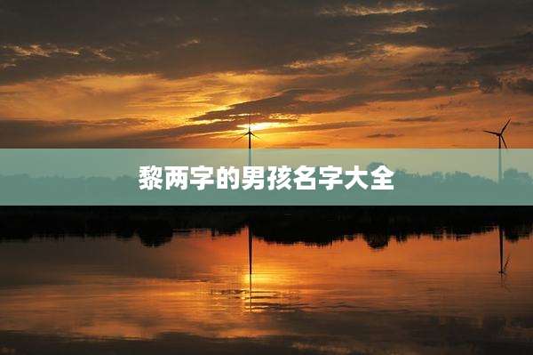 黎两字的男孩名字大全