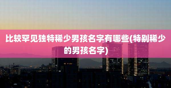 比较罕见独特稀少男孩名字有哪些(特别稀少的男孩名字)