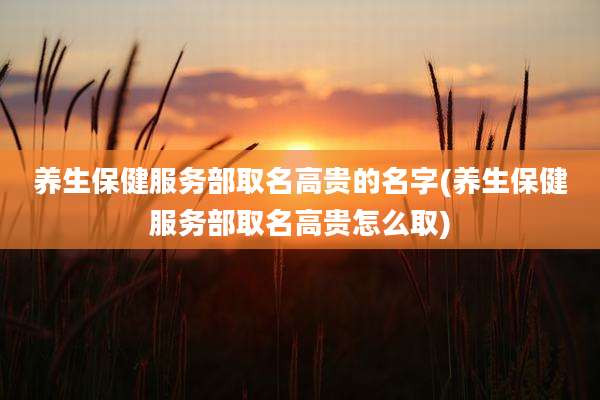 养生保健服务部取名高贵的名字(养生保健服务部取名高贵怎么取)