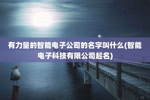 有力量的智能电子公司的名字叫什么(智能电子科技有限公司起名)