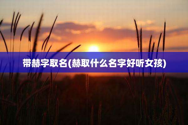 带赫字取名(赫取什么名字好听女孩)