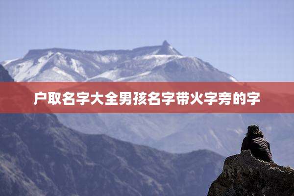 户取名字大全男孩名字带火字旁的字