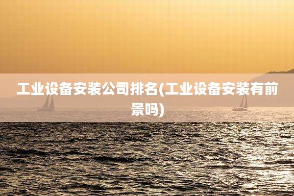工业设备安装公司排名(工业设备安装有前景吗)