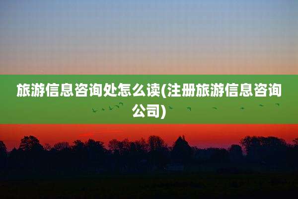旅游信息咨询处怎么读(注册旅游信息咨询公司)