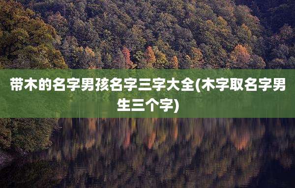 带木的名字男孩名字三字大全(木字取名字男生三个字)