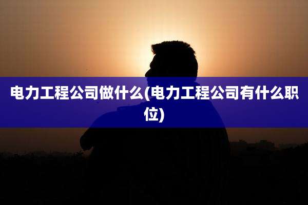 电力工程公司做什么(电力工程公司有什么职位)