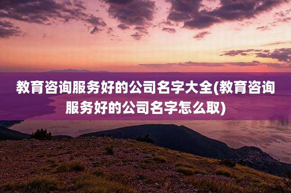 教育咨询服务好的公司名字大全(教育咨询服务好的公司名字怎么取)