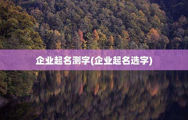 企业起名测字(企业起名选字)