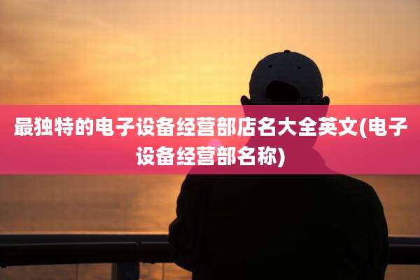 最独特的电子设备经营部店名大全英文(电子设备经营部名称)