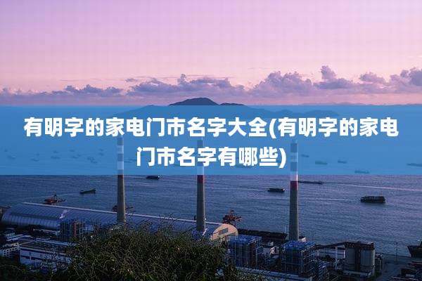 有明字的家电门市名字大全(有明字的家电门市名字有哪些)