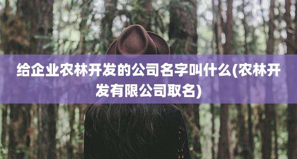 给企业农林开发的公司名字叫什么(农林开发有限公司取名)