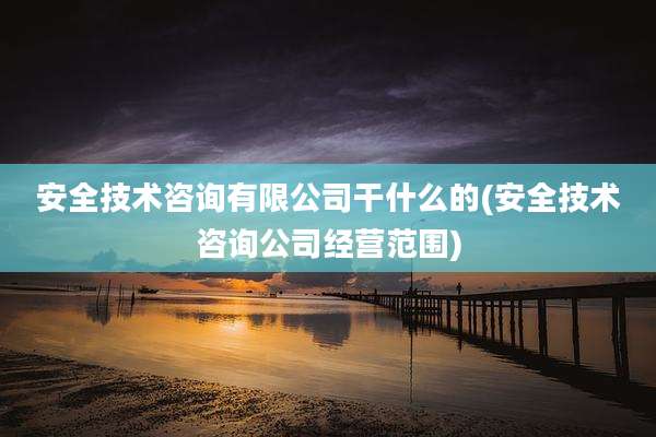 安全技术咨询有限公司干什么的(安全技术咨询公司经营范围)