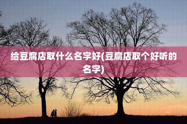 给豆腐店取什么名字好(豆腐店取个好听的名字)