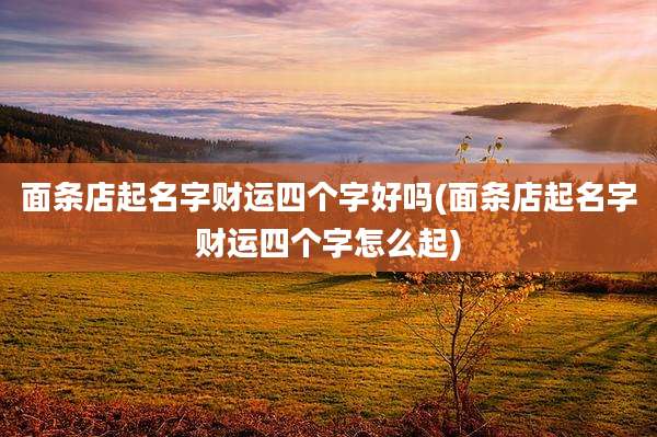 面条店起名字财运四个字好吗(面条店起名字财运四个字怎么起)