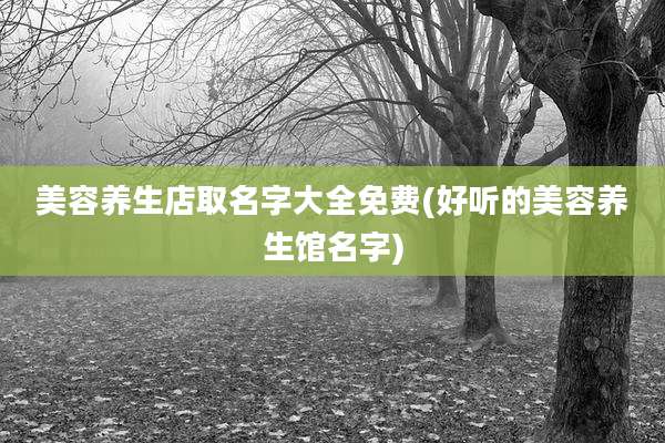 美容养生店取名字大全免费(好听的美容养生馆名字)
