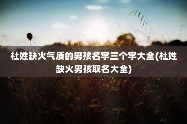 杜姓缺火气质的男孩名字三个字大全(杜姓缺火男孩取名大全)