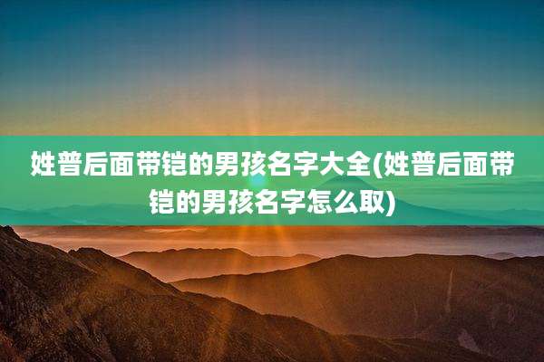 姓普后面带铠的男孩名字大全(姓普后面带铠的男孩名字怎么取)
