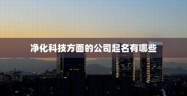 净化科技方面的公司起名有哪些