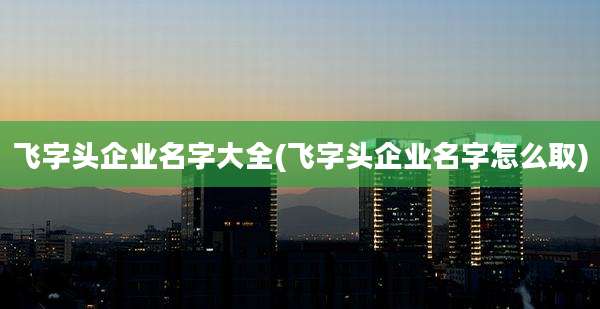 飞字头企业名字大全(飞字头企业名字怎么取)