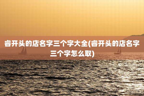 睿开头的店名字三个字大全(睿开头的店名字三个字怎么取)