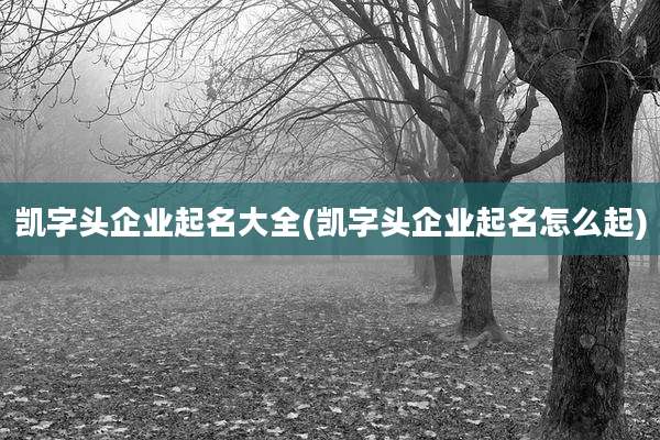 凯字头企业起名大全(凯字头企业起名怎么起)