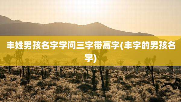 丰姓男孩名字学问三字带高字(丰字的男孩名字)