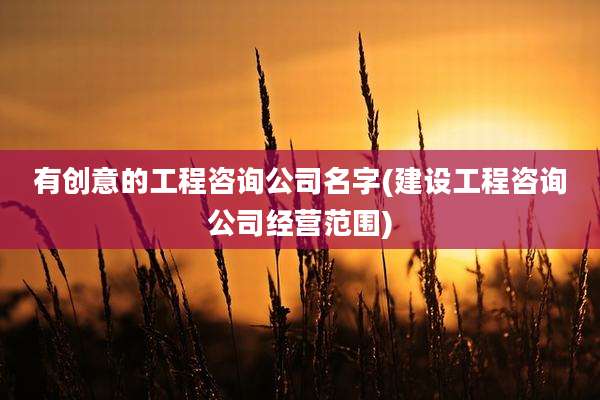有创意的工程咨询公司名字(建设工程咨询公司经营范围)